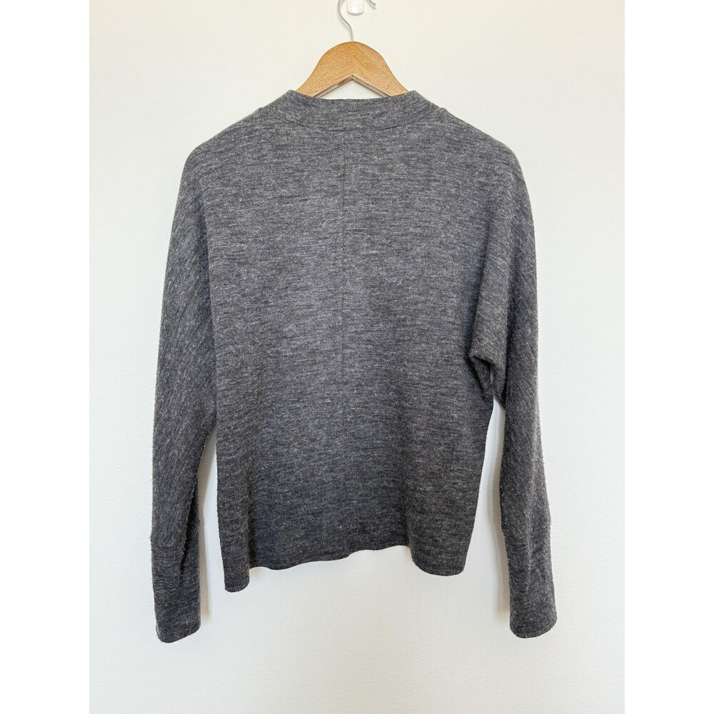 THML Sweater Womens Small Gray Embroidered Bird Floral Mock Neck Dolman Knit - Picture 5 of 8